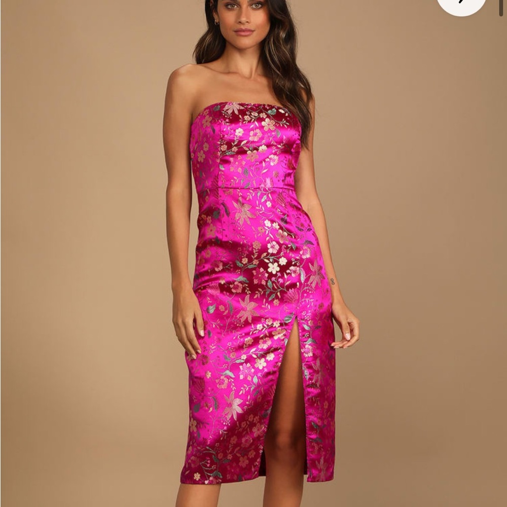 Magenta Satin Lulus Wedding Guest Dress